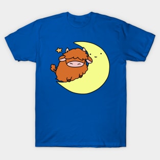 Highland Cow Crescent Moon T-Shirt